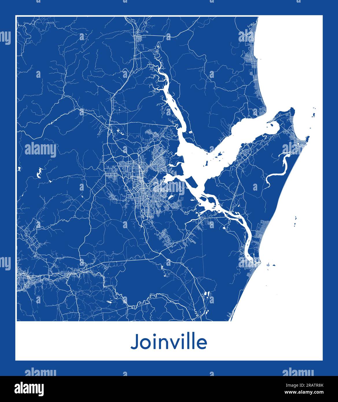 Joinville Brésil Amérique du Sud carte de la ville illustration vectorielle d'impression bleue Illustration de Vecteur