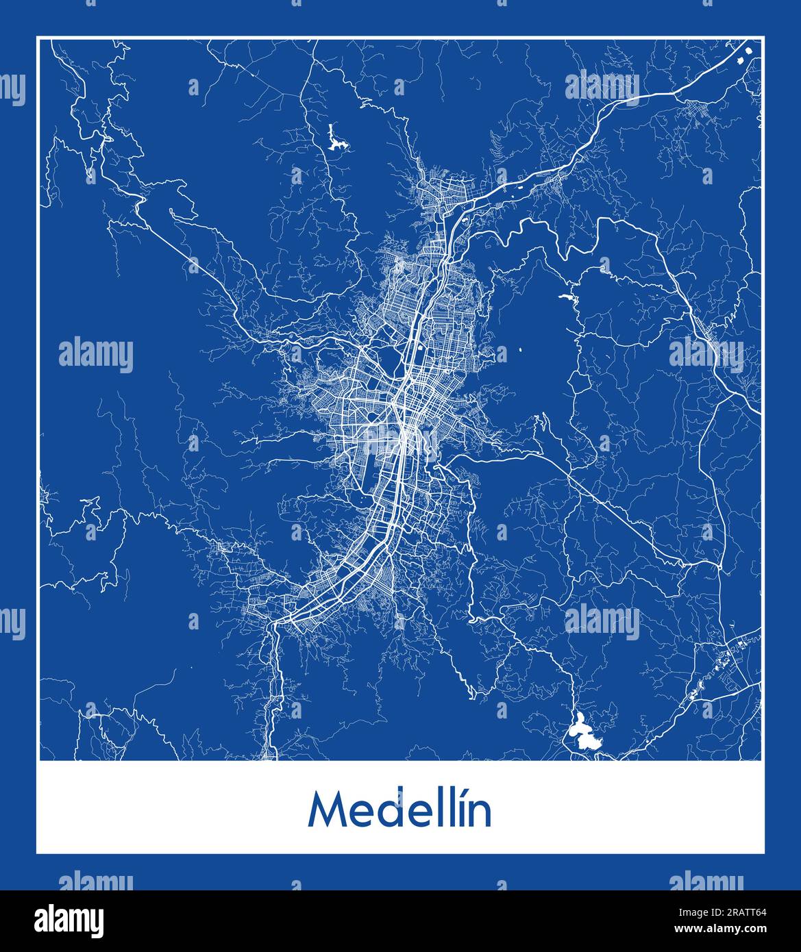 Medellin Colombie Amérique du Sud carte de la ville bleu illustration vectorielle Illustration de Vecteur
