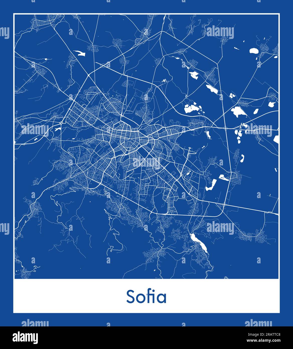 Sofia Bulgarie Europe carte de la ville illustration vectorielle d'impression bleue Illustration de Vecteur