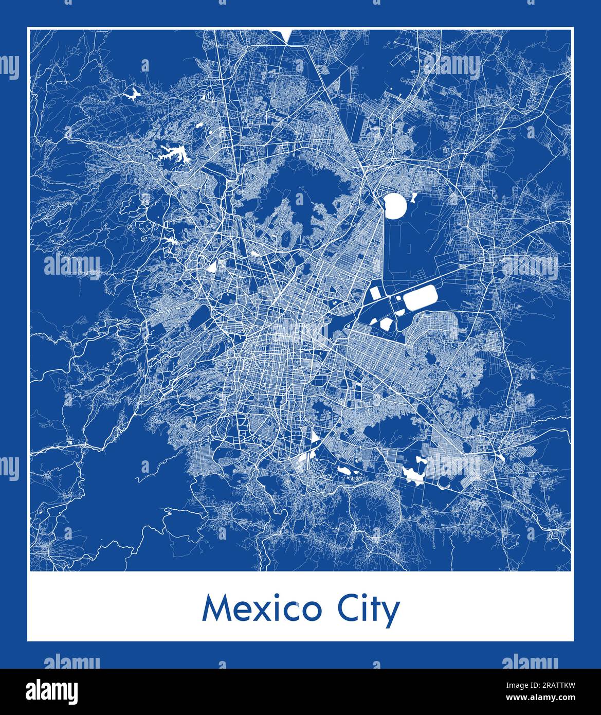 Mexico City Mexique Amérique du Nord carte de la ville illustration vectorielle d'impression bleue Illustration de Vecteur