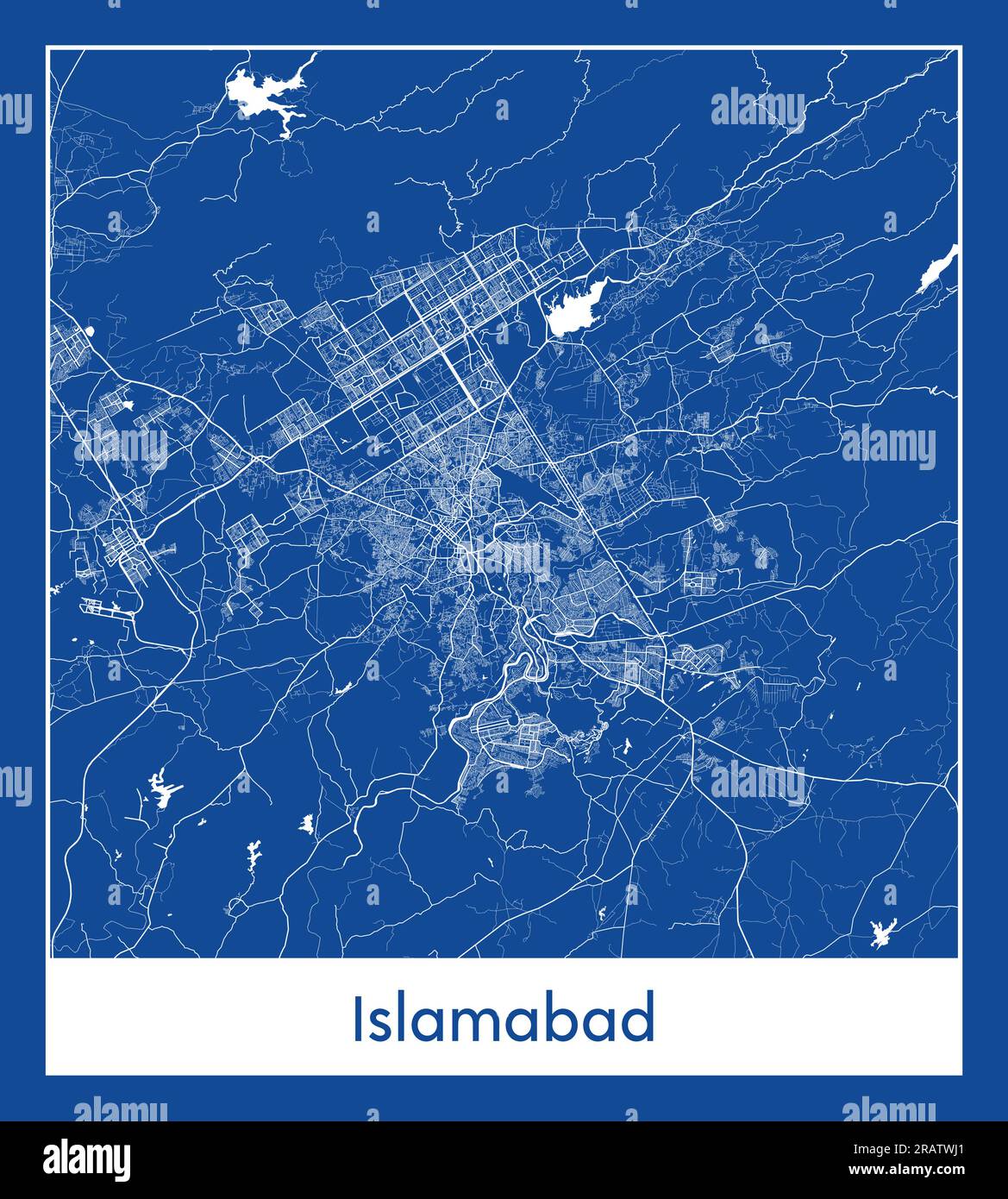 Islamabad Pakistan Asia City map illustration vectorielle d'impression bleue Illustration de Vecteur
