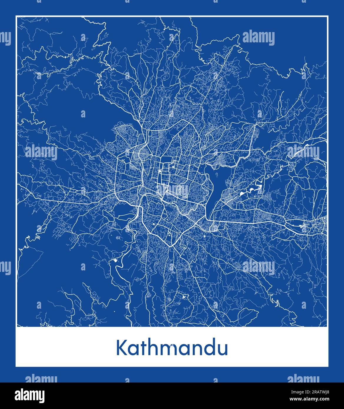 Kathmandu Népal Asia City carte illustration vectorielle d'impression bleue Illustration de Vecteur