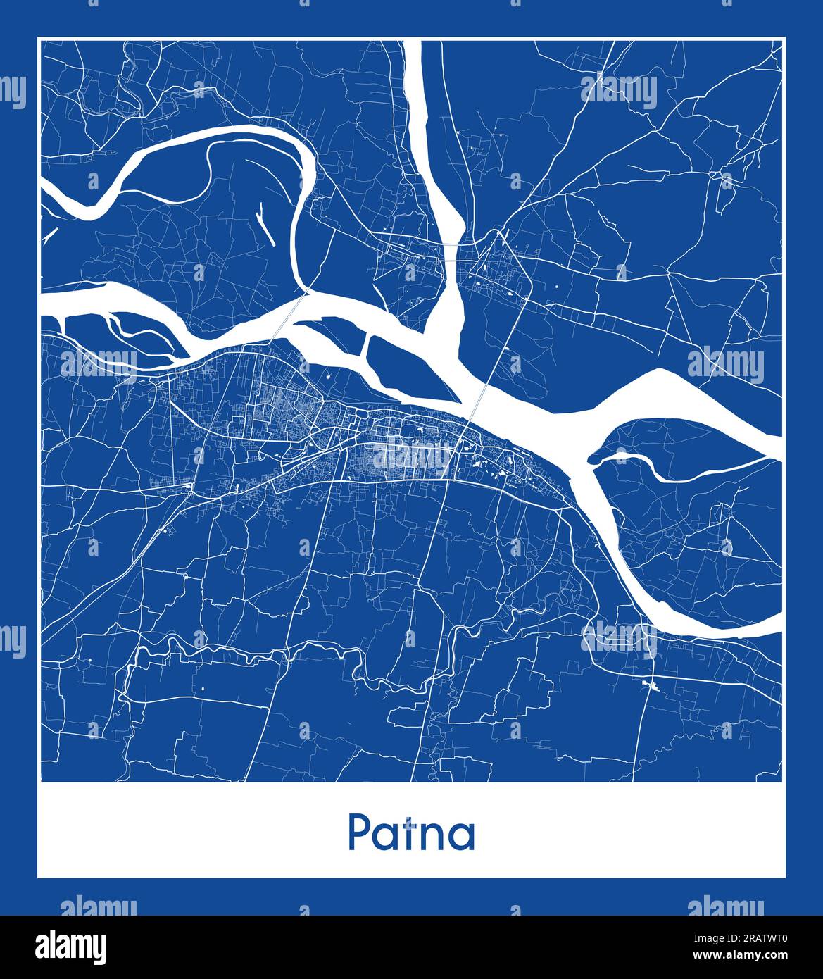 Patna India Asia City map illustration vectorielle d'impression bleue Illustration de Vecteur