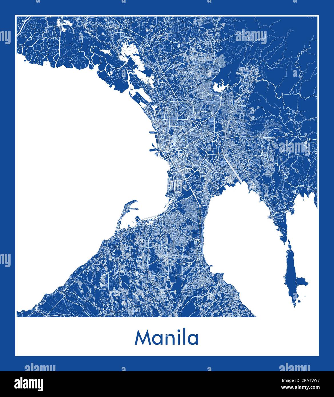 Manille Philippines Asia City map illustration vectorielle d'impression bleue Illustration de Vecteur