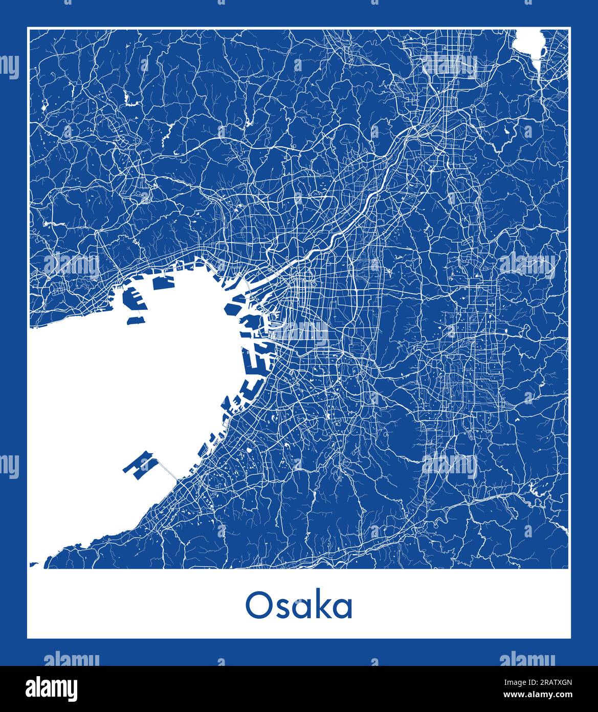 Osaka Japon Asie ville carte bleu illustration vectorielle Illustration de Vecteur