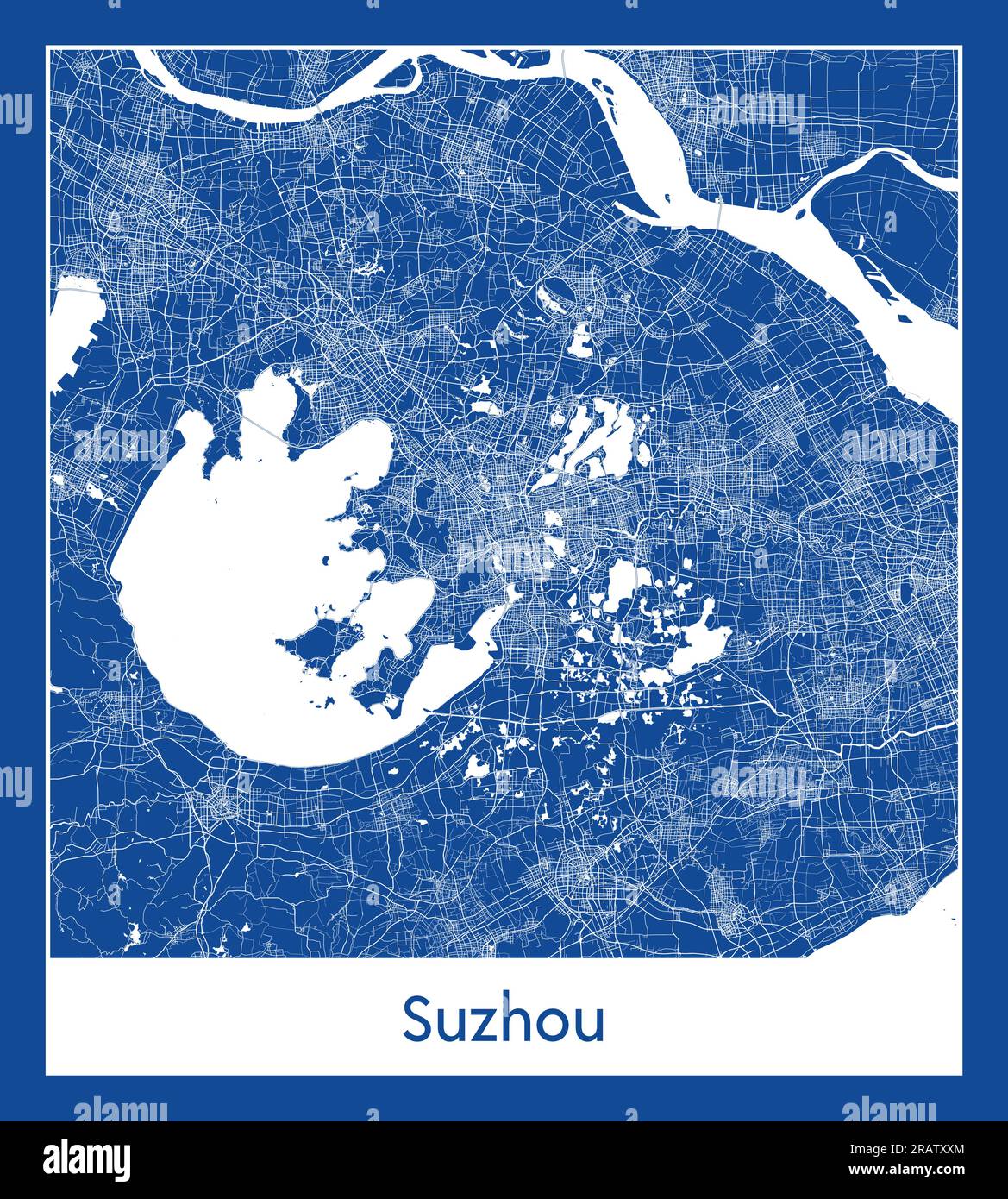 Suzhou Chine Asia City carte bleu illustration vectorielle Illustration de Vecteur