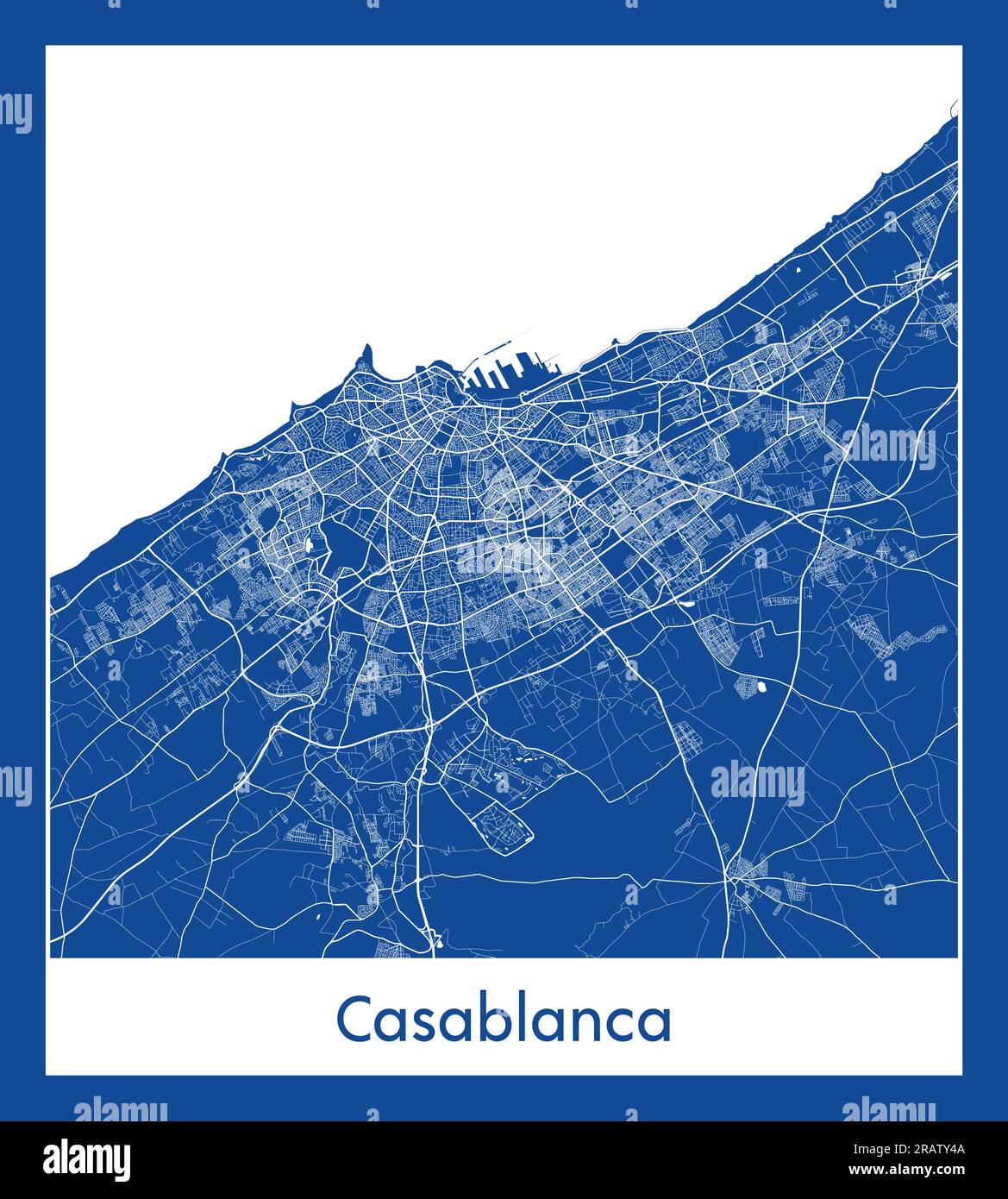 Casablanca Maroc Afrique ville carte bleu illustration vectorielle Illustration de Vecteur