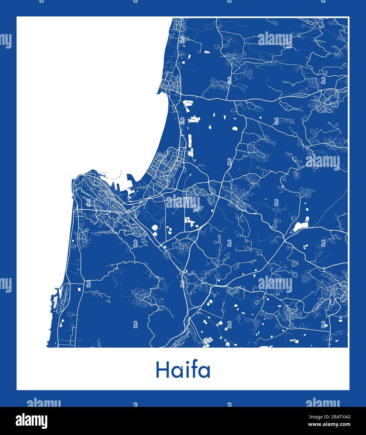 Haifa Israël Asia City carte illustration vectorielle d'impression bleue Illustration de Vecteur