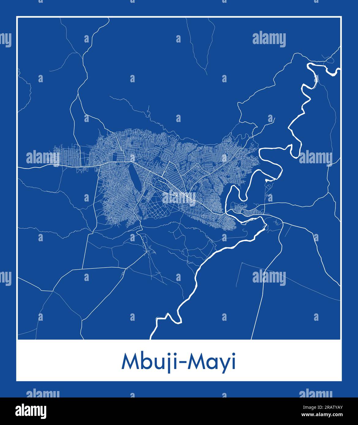 Mbuji-Mayi République démocratique du Congo Afrique ville carte bleu illustration vectorielle Illustration de Vecteur