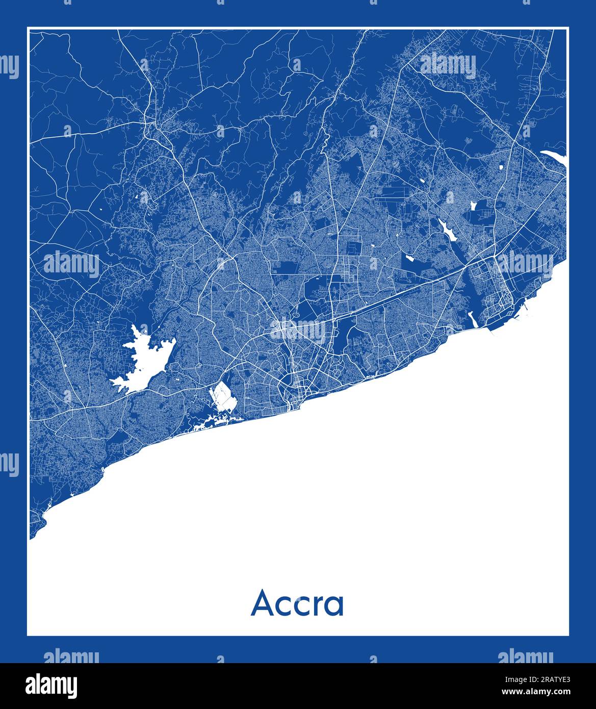 Accra Ghana Africa City carte illustration vectorielle d'impression bleue Illustration de Vecteur