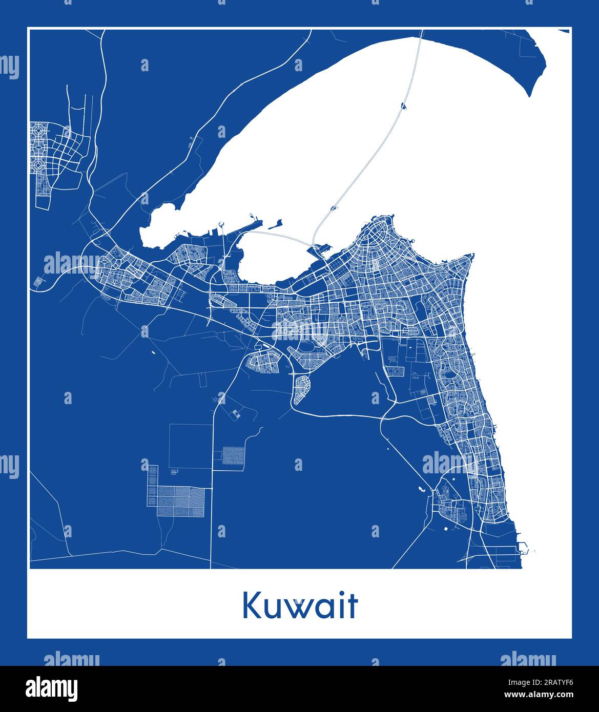 Koweït Koweït Asie ville carte bleu illustration vectorielle Illustration de Vecteur