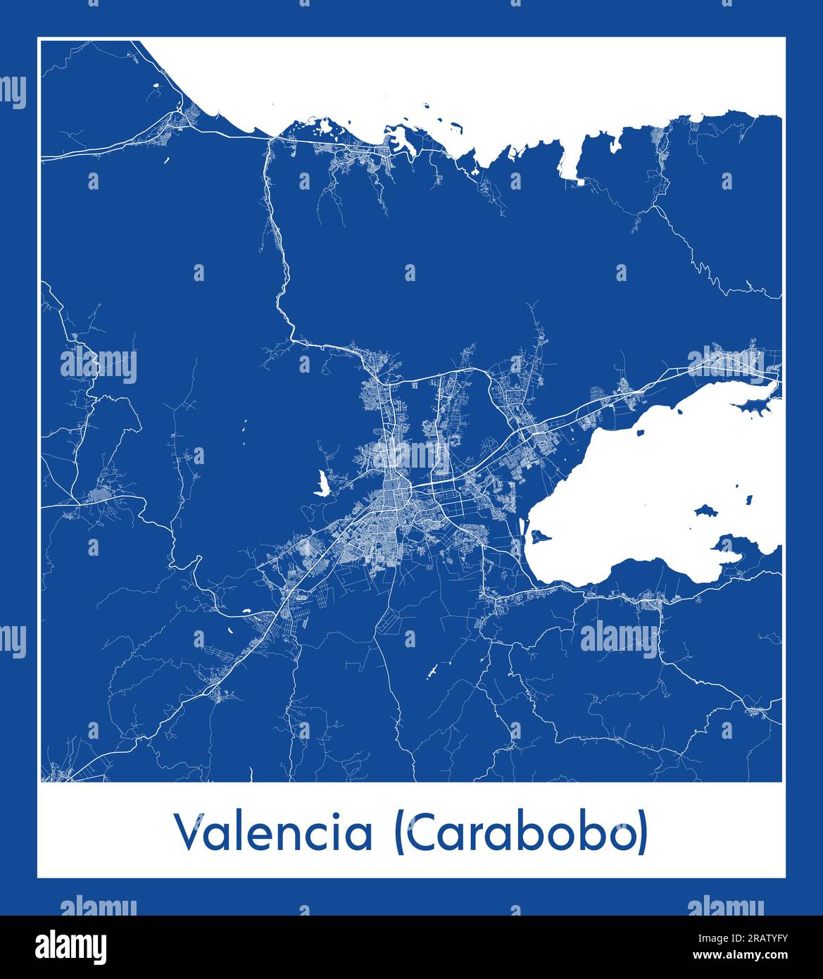 Valencia Carabobo Venezuela Amérique du Sud carte de la ville illustration vectorielle bleu Illustration de Vecteur