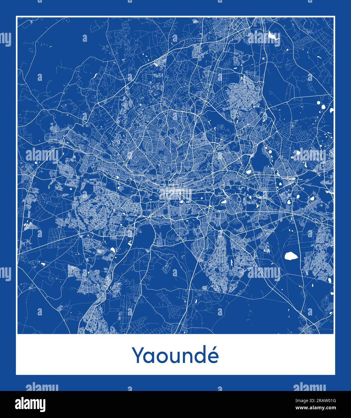 Yaoundé Cameroun Afrique ville carte bleu illustration vectorielle Illustration de Vecteur