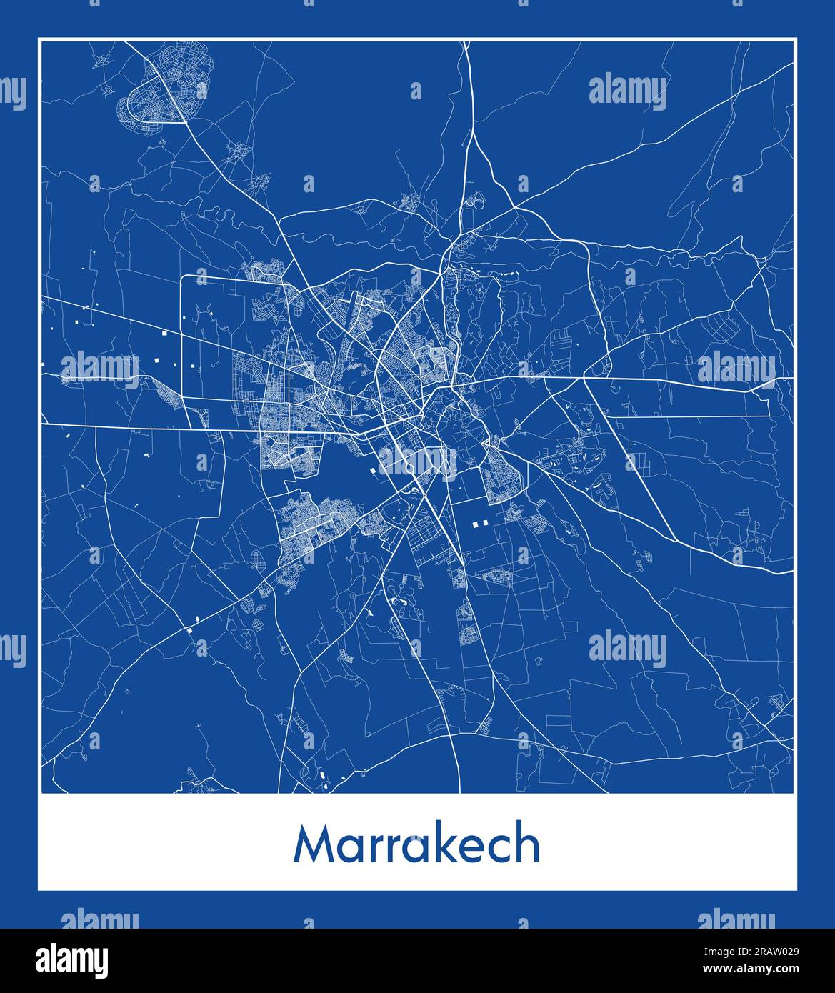 Marrakech Maroc Africa City map illustration vectorielle d'impression bleue Illustration de Vecteur