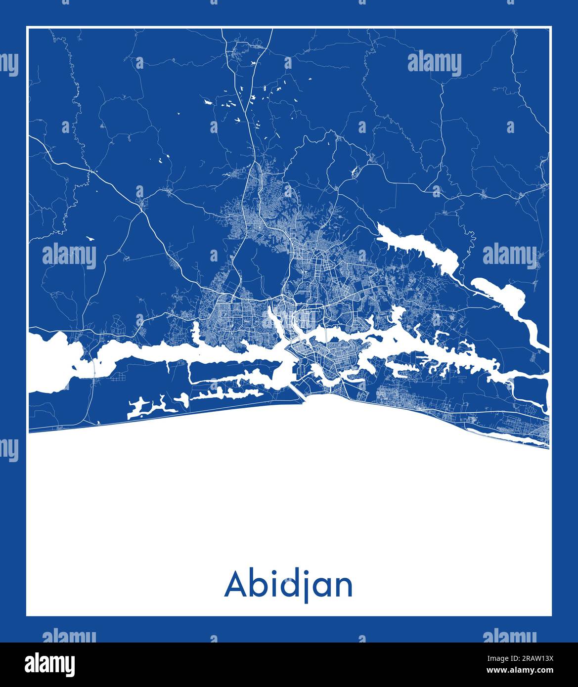Abidjan Côte d'Ivoire Afrique ville carte bleu illustration vectorielle Illustration de Vecteur