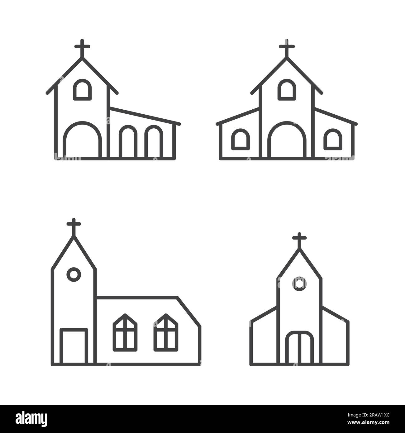 ensemble d'illustration vectorielle d'icône d'église chrétienne et catholique Illustration de Vecteur