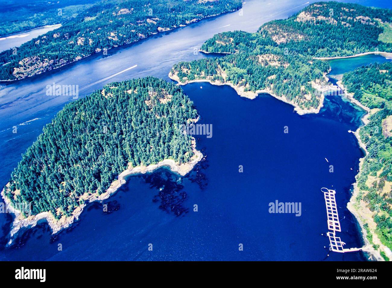 Image aérienne de l'île Maude, Colombie-Britannique, Canada Banque D'Images