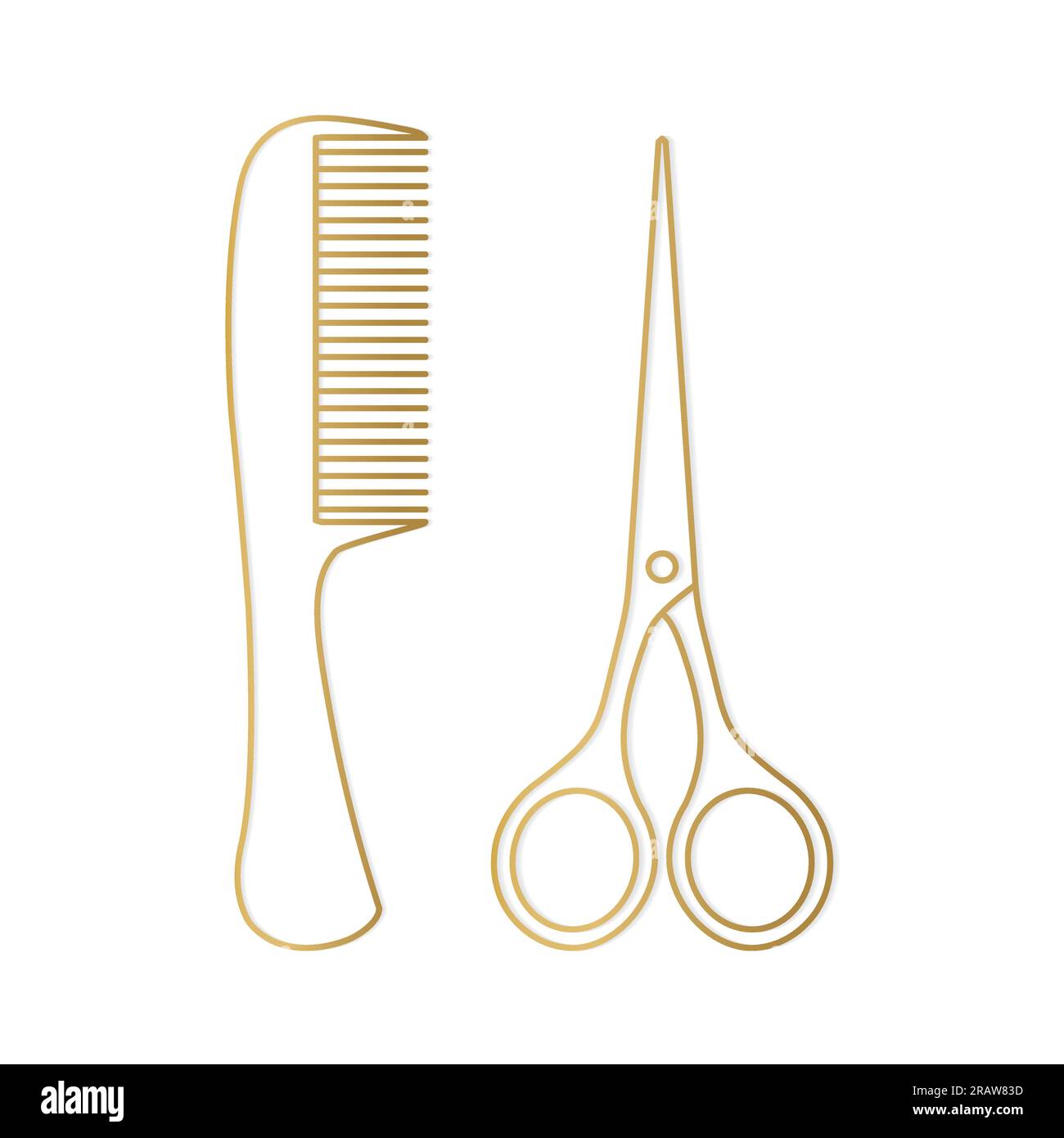 peigne à cheveux doré et icône de ciseaux - illustration vectorielle Illustration de Vecteur