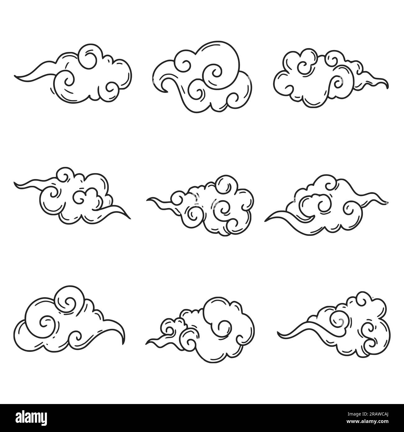 ensemble de nuages dans le style japonais, illustration vectorielle Illustration de Vecteur