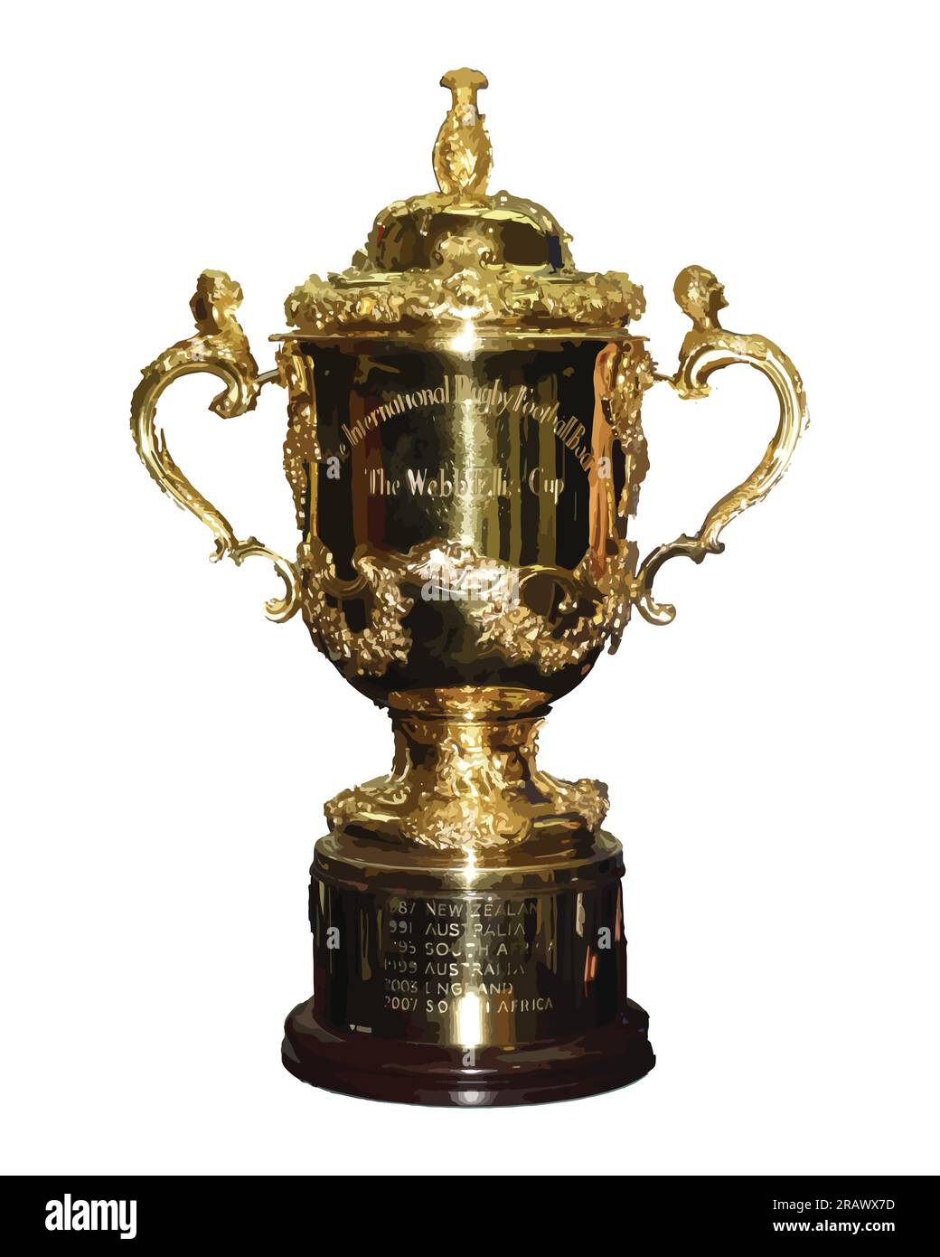 Trophée de la coupe du monde de rugby avec fond blanc, illustration vectorielle Abstract image modifiable Illustration de Vecteur