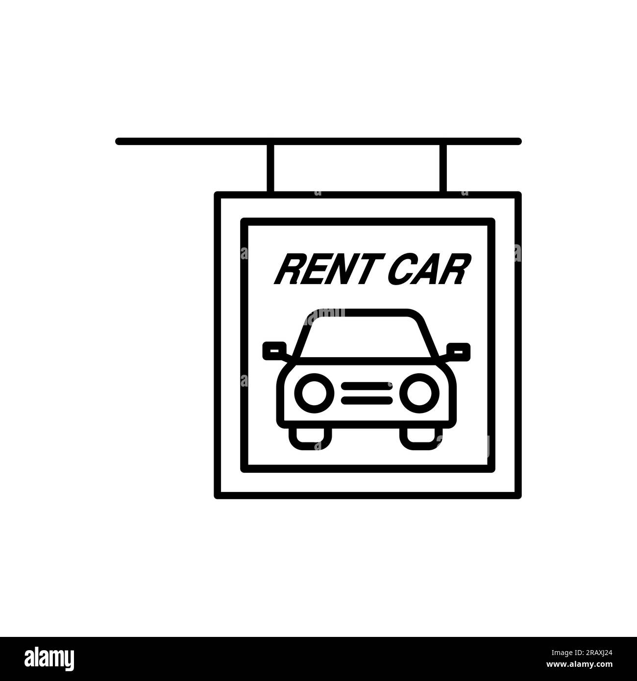 Louez une voiture emblématique de la collection d'hôtels et de restaurants. Mince linéaire louer une voiture, louer, icône de contour de voiture isolé sur fond blanc. Vecteur de ligne loyer a Illustration de Vecteur