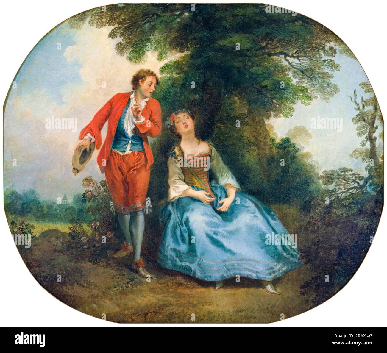Nicolas Lancret, bergère endormie, peinture à l'huile sur toile, vers 1730 Banque D'Images