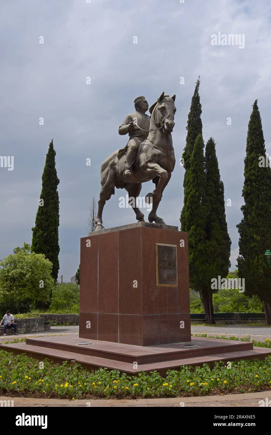 Statue du roi Nikola, dernier souverain du Monténégro. Le roi Nikola i Petrović Njegoš, situé dans le parc du roi, Podgorica, Monténégro Banque D'Images