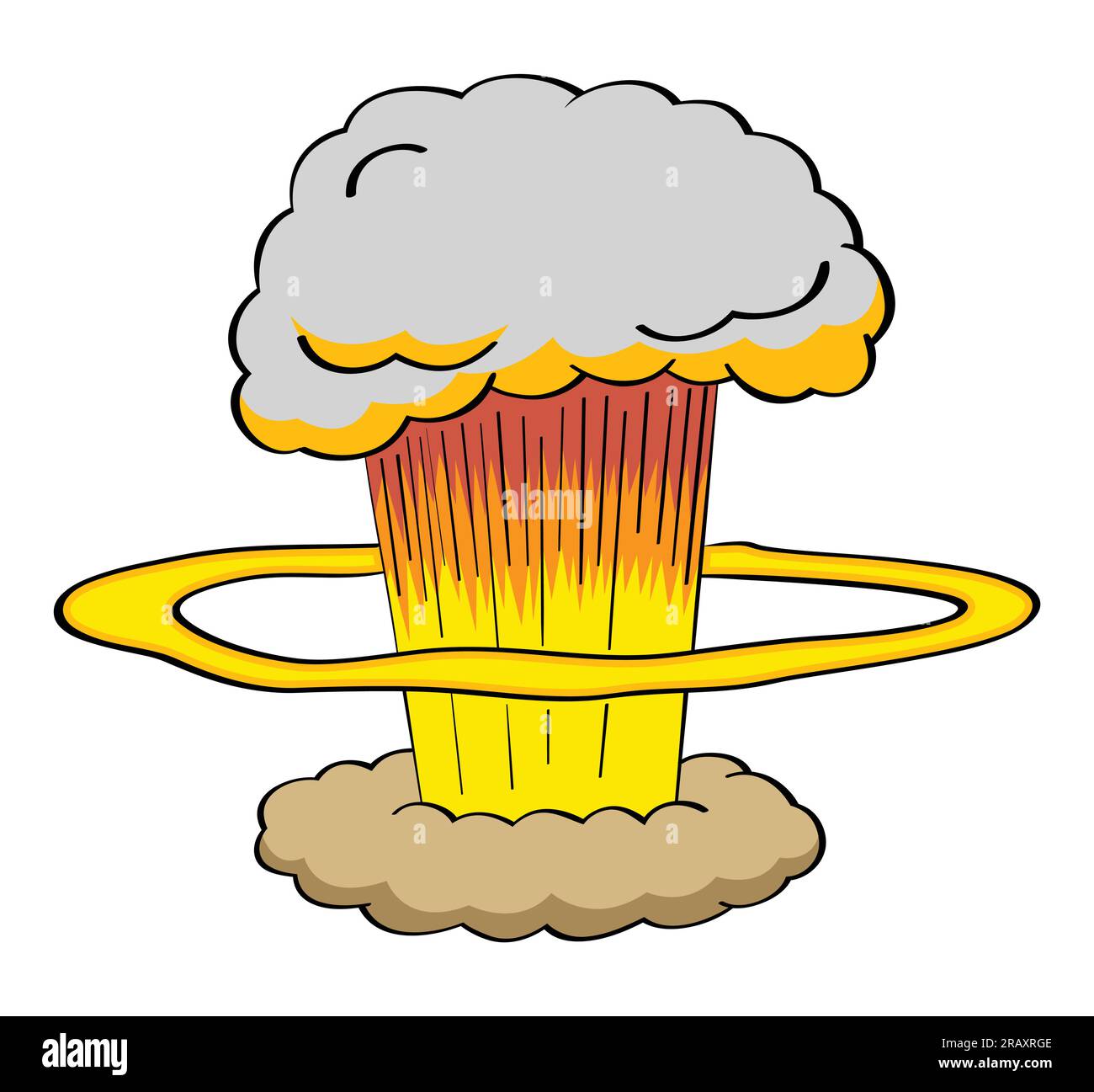 Explosion d'une bombe atomique dans une illustration de style dessin animé Illustration de Vecteur
