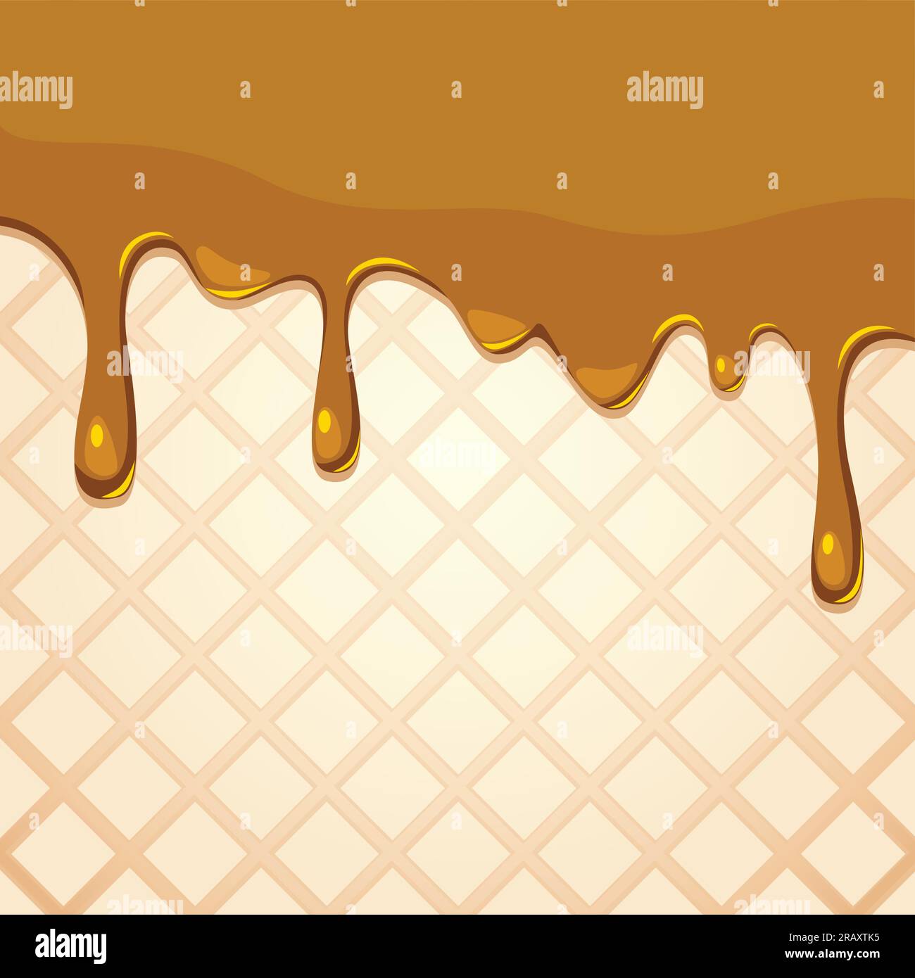 Fonte du caramel sur la texture de la gaufre Illustration de Vecteur