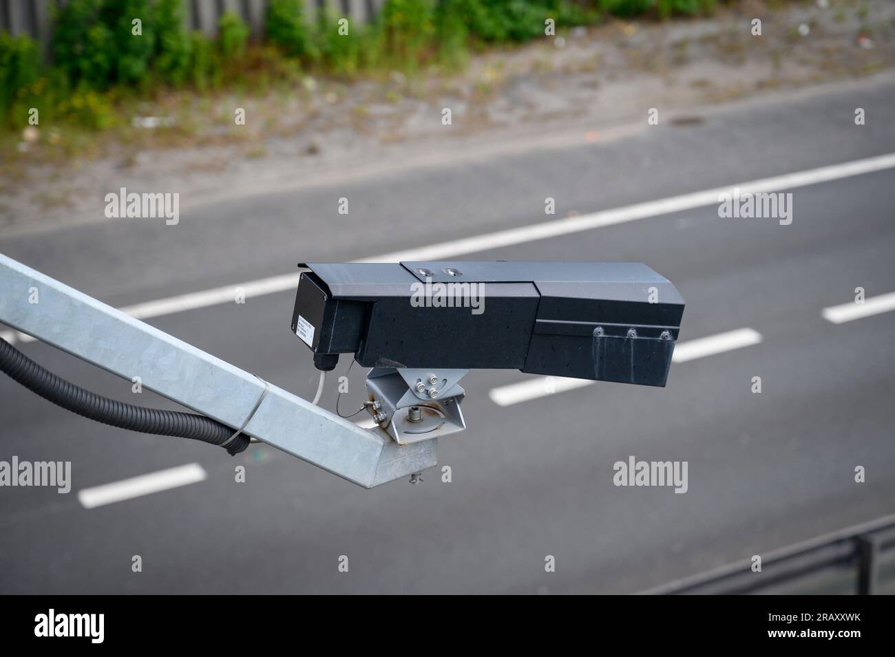 Caméra ANPR sur une autoroute en Angleterre. Banque D'Images