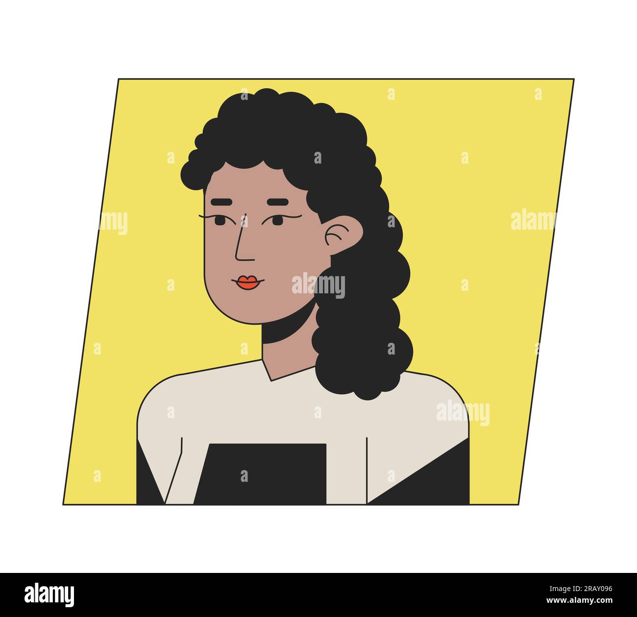 Magnifique brune fille plate couleur icône d'avatar de dessin animé Illustration de Vecteur
