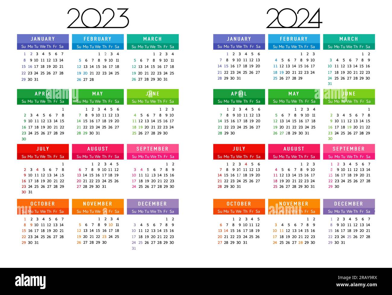 Créatif minimal affaires mensuel 2024 calendrier modèle vecteur