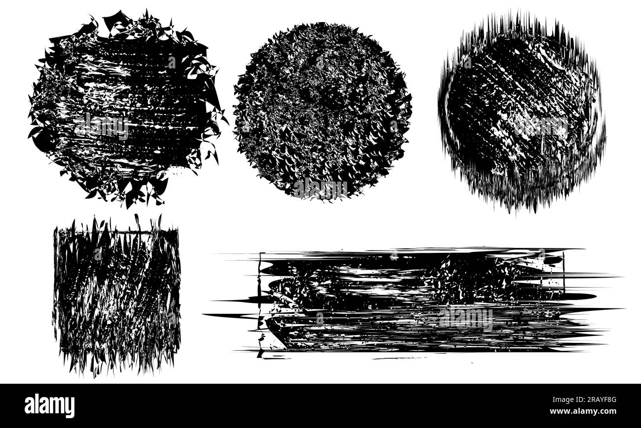 Black Grunge post stamps Collection, cercles. Bannières, insignes, Logos, icônes, étiquettes et badges ensemble, textures de détresse. Illustration vectorielle vierge Illustration de Vecteur