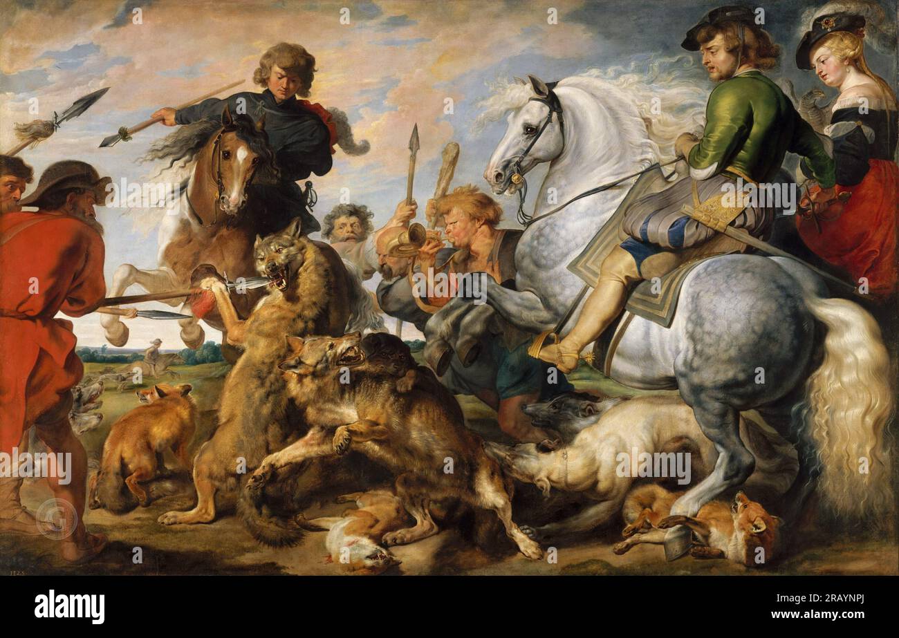 Peter Paul Rubens et atelier - chasse au loup et au renard 1577–1640 Anvers ca. 1615–21 ; huile sur toile; Banque D'Images