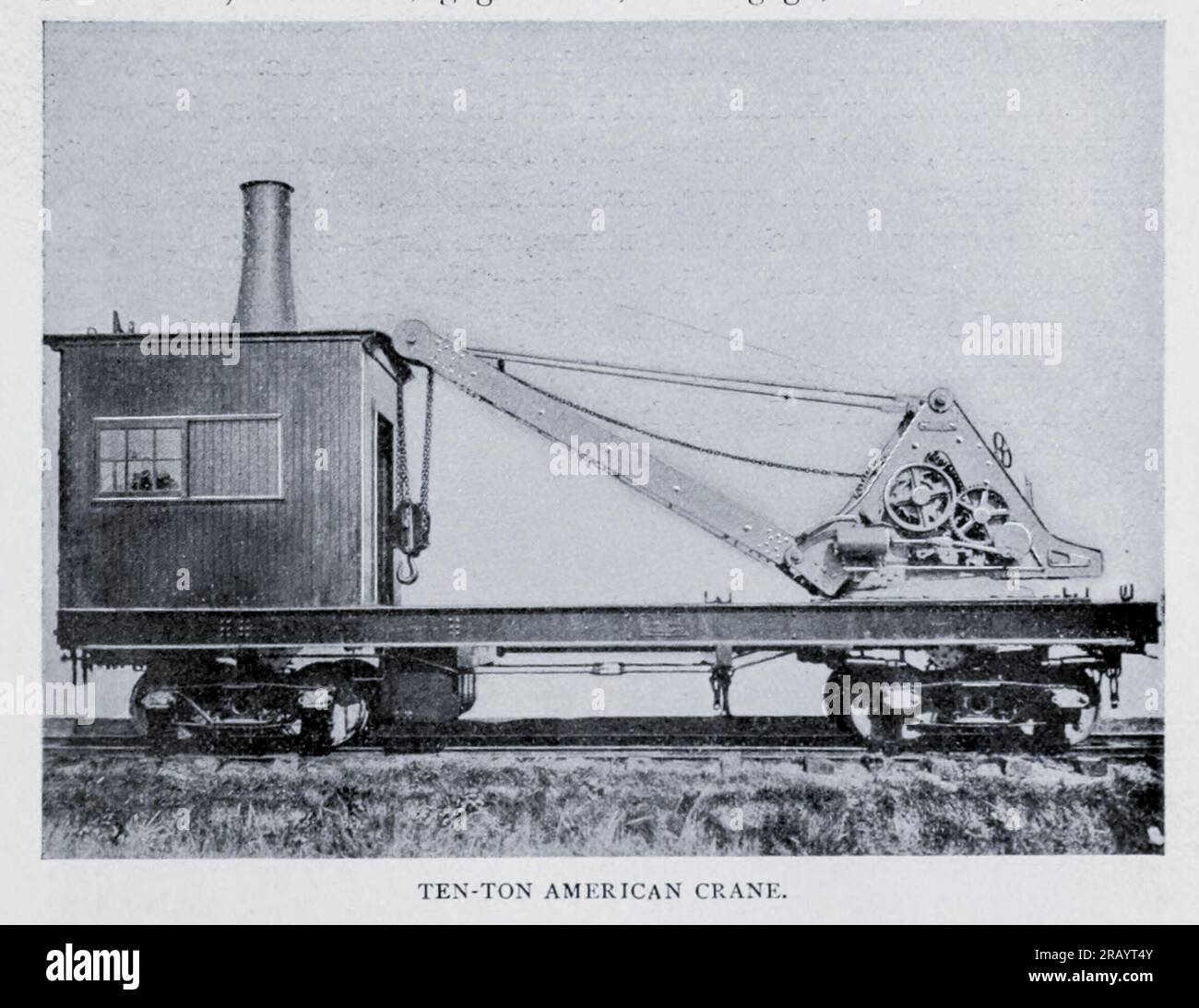 Grue américaine de 10 tonnes du SERVICE D'URGENCE ET D'ACCIDENT FERROVIAIRE DE l'article. Par W. L. DERR. Extrait du magazine Engineering CONSACRÉ AU PROGRÈS INDUSTRIEL Volume X octobre 1896 NEW YORK The Engineering Magazine Co Banque D'Images