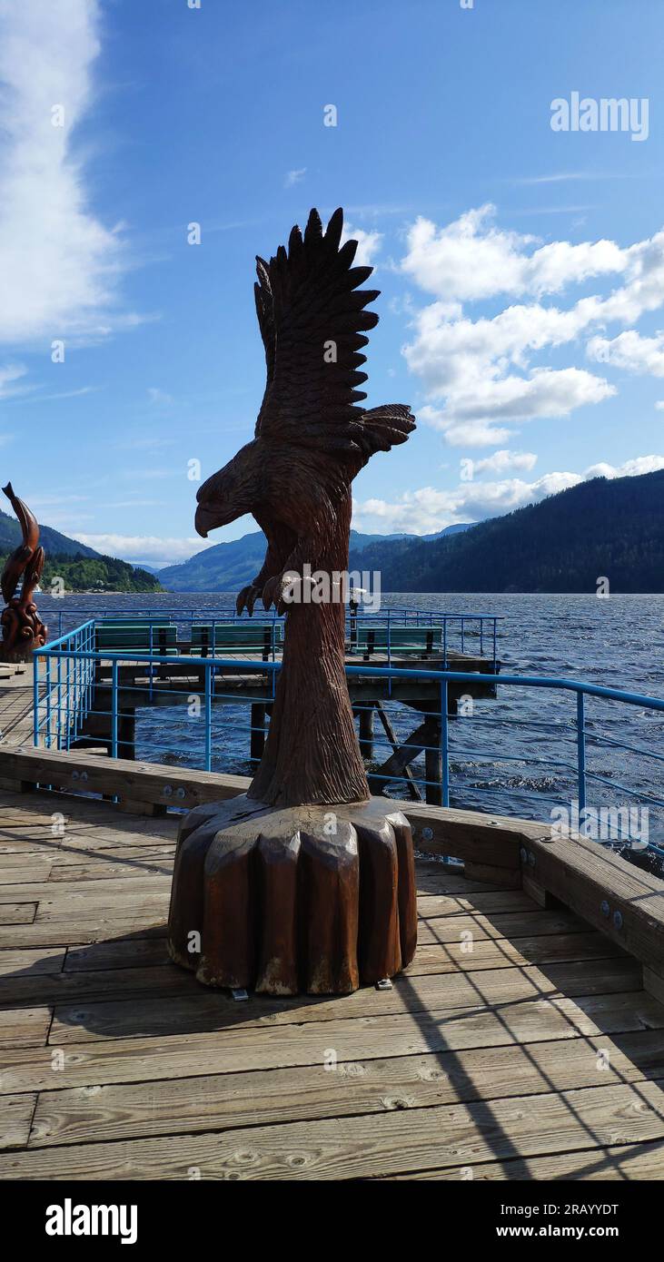 Canada Culture et vacances, Images de vacances, comme dans la scullpture aigle du front de mer de colombie-britannique Banque D'Images