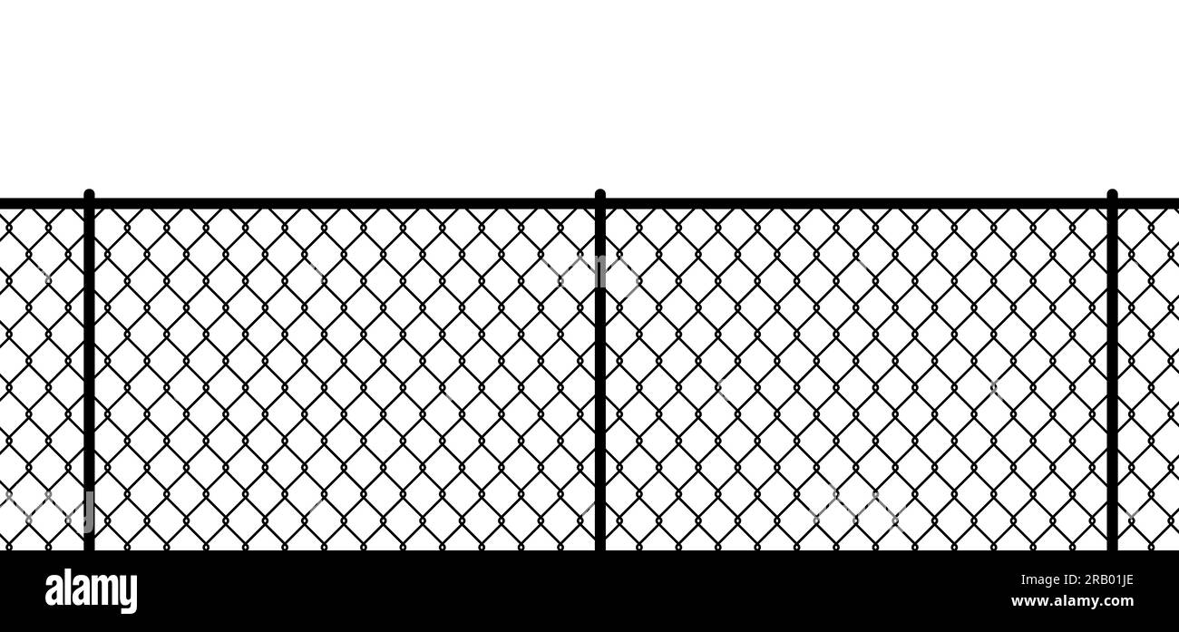 Chaîne de fil d'acier, clôture de ligne. Clôture à maillons de chaîne. Modèle de barrière de sécurité. Clôture à maillons de chaîne sans soudure. Icône en treillis métallique. Maillon de chaîne métallique à grille. Métallique Banque D'Images