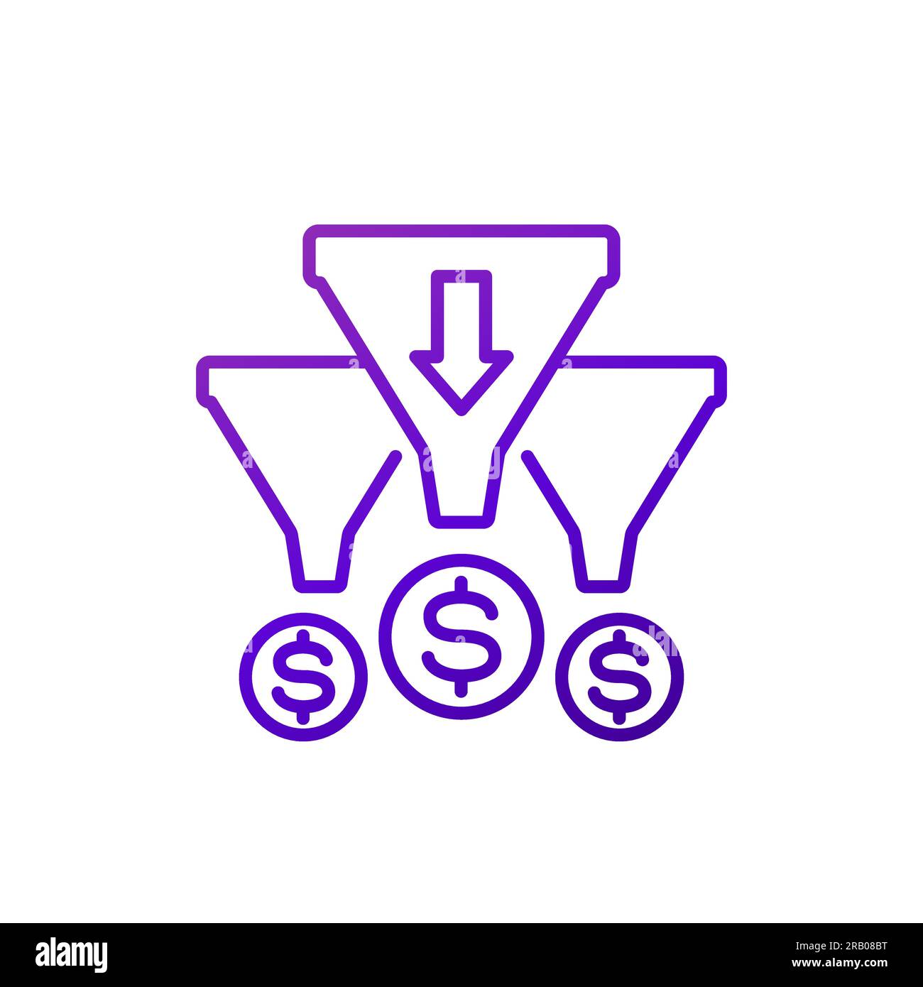 Icône de ligne des entonnoirs de vente, vecteur Illustration de Vecteur