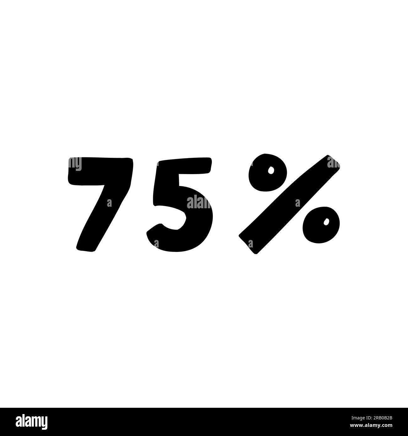 Solde 75 % de rabais sur le logo de réduction orange et le lettrage de l'offre spéciale. Illustration de dessin vectoriel en dessin animé style moderne réel isolé sur fond blanc Illustration de Vecteur