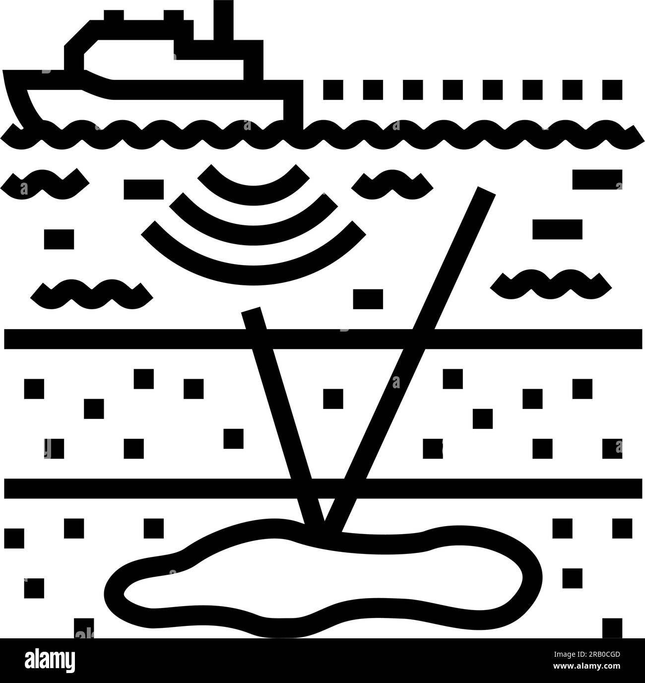 illustration vectorielle d'icône de ligne d'ingénieur pétrolier d'arpentage sismique Illustration de Vecteur