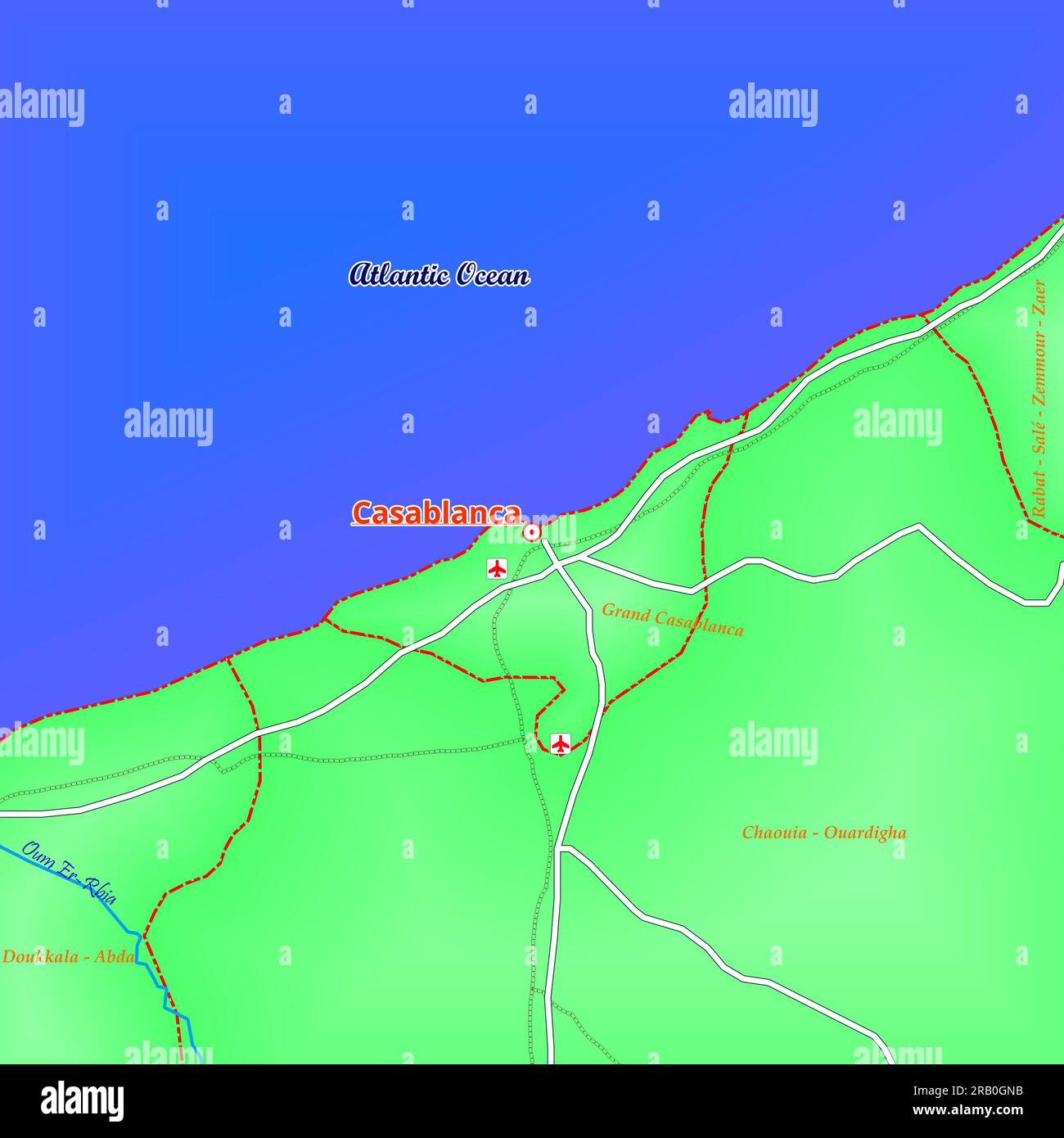 Carte de Casablanca City au Maroc Banque D'Images