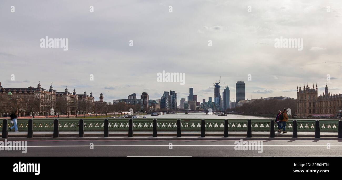 Skyline de Londres vue de Westmister Bridge, Londres, Angleterre, Royaume-Uni. Paysage urbain Banque D'Images