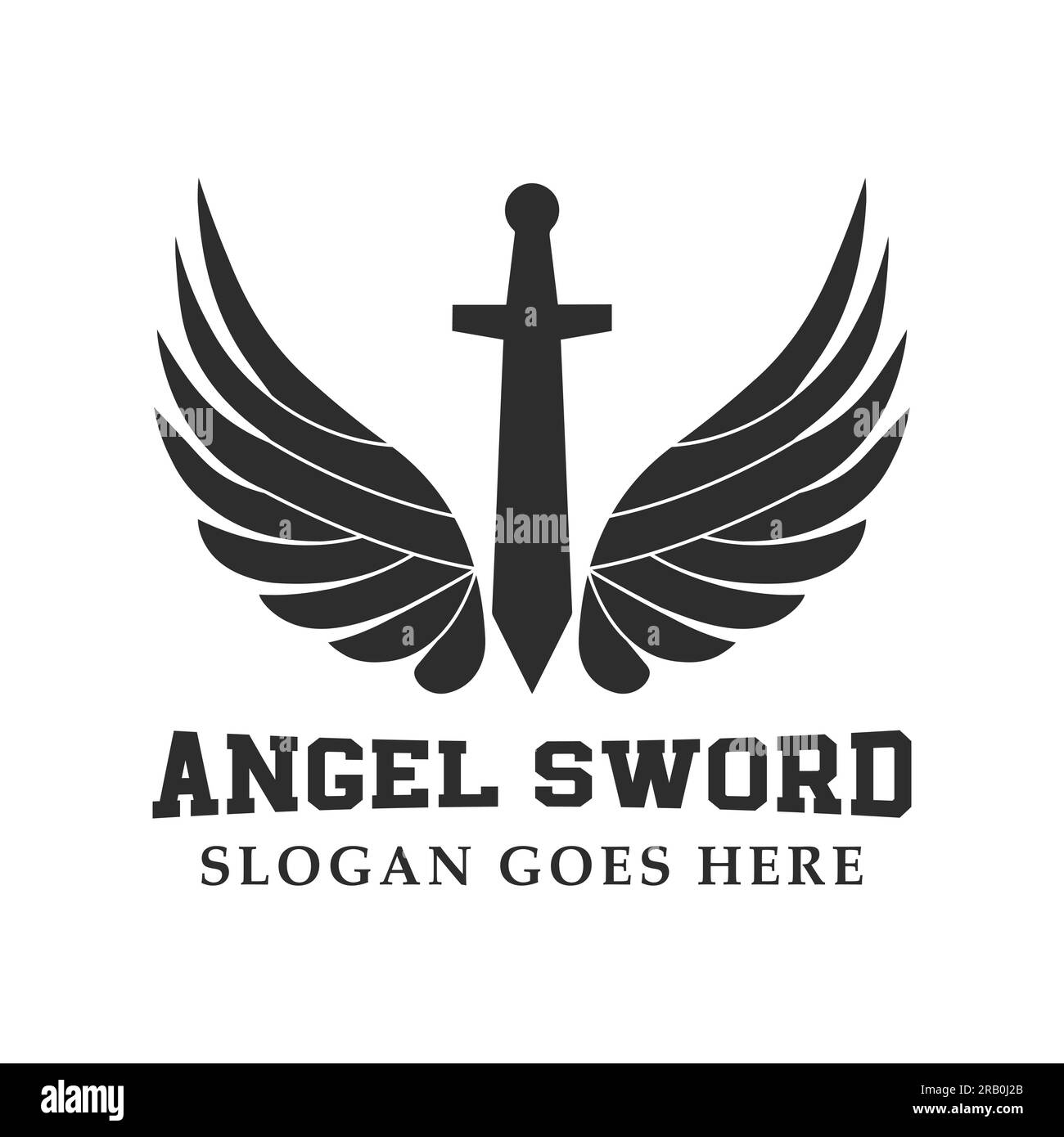 Angel Sword logo Design Warrior logo Design Illustration de Vecteur