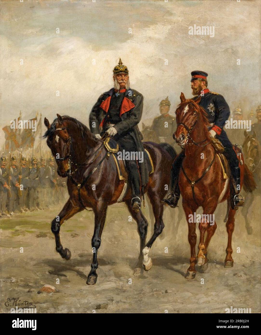 Kaiser Wilhelm I und Kronprinz Friedrich zu Pferde par Emil Hünten Banque D'Images