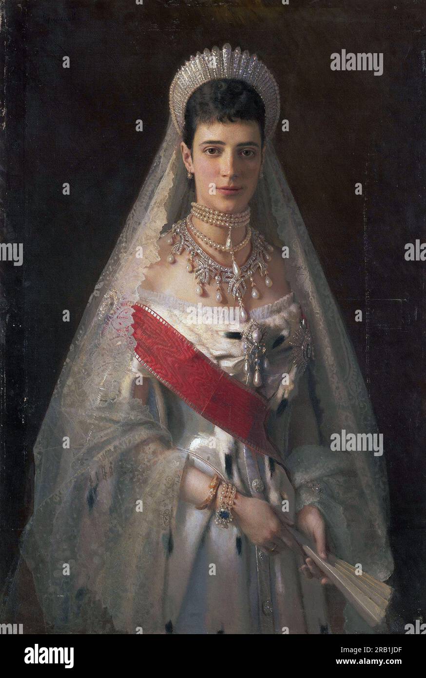 L'impératrice Maria Feodorovna, Maria Feodorovna, Maria Feodorovna, Maria Feodorovna (1847 – 1928), princesse Dagmar de Danemark, fut impératrice de Russie de 1881 à 1894 en tant qu'épouse de l'empereur Alexandre III Tableau de Ivan Kramskoi Banque D'Images
