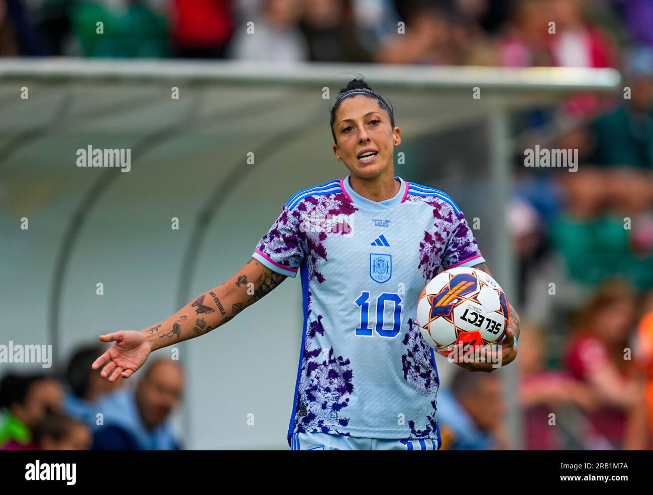 Stade Gladsaxe, Copenhague, Danemark. 05 juillet 2023. Jenni Hermoso (Espagne) fait des gestes lors d’un match amical féminin de l’UEFA, Danemark vs Espagne, au Gladsaxe Stadium, Copenhague, Danemark. Kim Price/CSM/Alamy Live News Banque D'Images