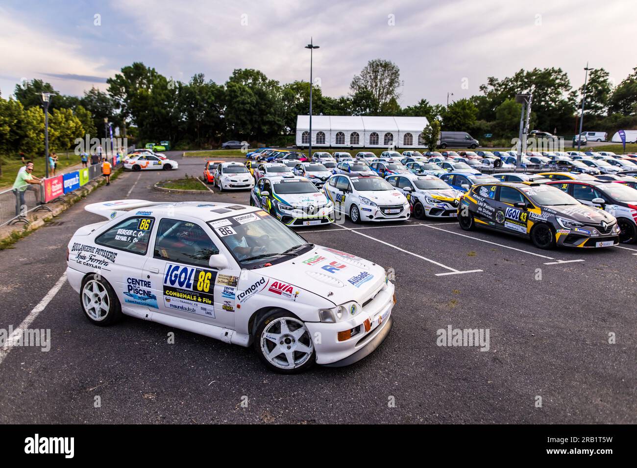 Rodez, France. 06 juillet 2023. 86 RAYNAL Frederic, BERGER Cedric, Ford Escort Cosworth A8, ambiance lors du Rallye Aveyron Rouergue Occitanie 2023, 5e manche du Championnat de France des Rallyes 2023, du 17 au 18 juin à Rodez, France - photo Bastien Roux/DPPI crédit : DPPI Media/Alamy Live News Banque D'Images