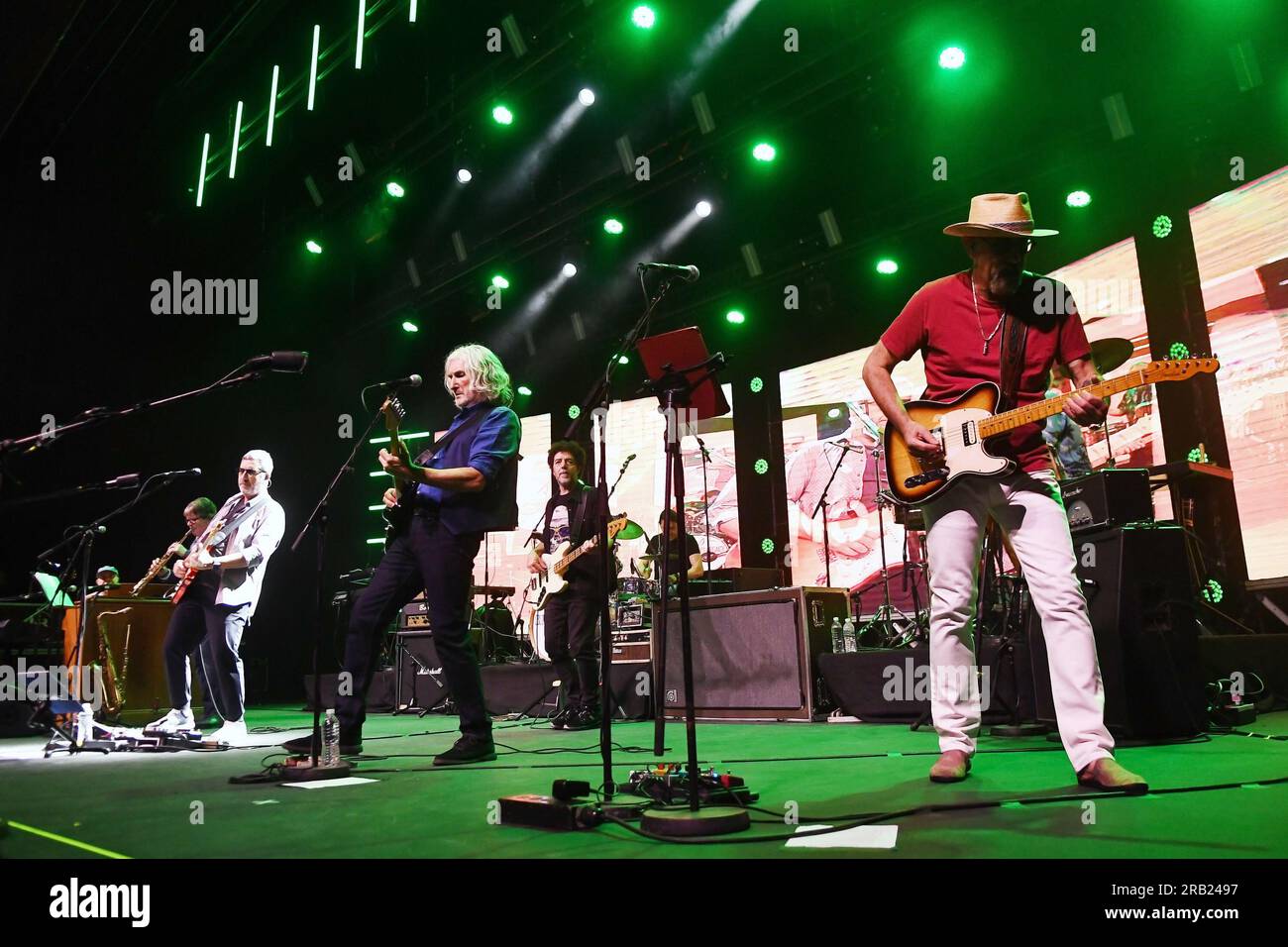 Rio de Janeiro, 6 mai 2023. Musiciens, lors du spectacle tourer du groupe dire Straits, au qualitage, dans la ville de Rio de Janeiro. Banque D'Images