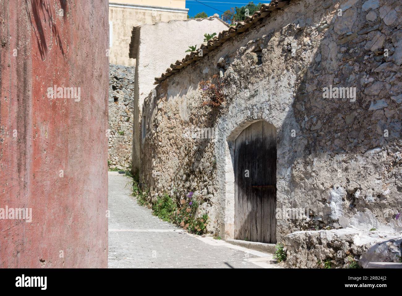 Architecture dans le village de Spartilas, Corfou, Grèce Banque D'Images