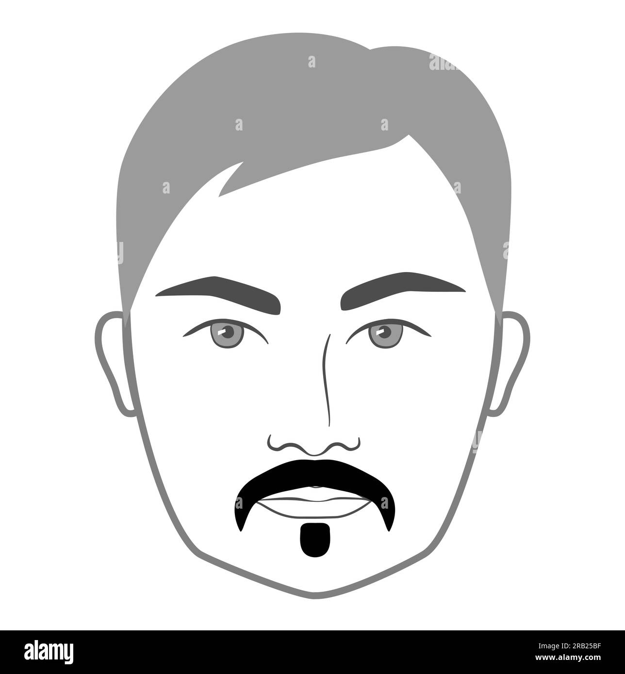 Moustache Undercover Brother avec patch âme style barbe hommes illustration visage cheveux faciaux. Vecteur portrait masculin modèle de mode modèle plat barber Set. Contour isolé de coiffure élégant sur fond blanc Illustration de Vecteur
